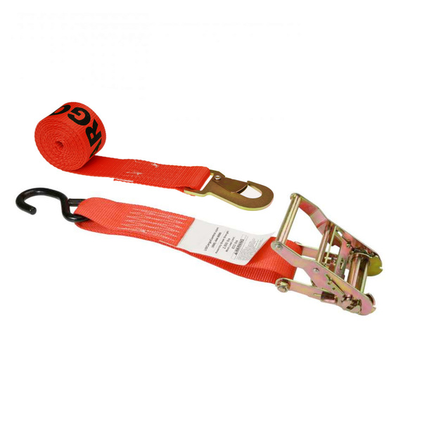 Us Cargo Control 2" x 8' Red Ratchet Strap w/ Flat Snap Hook & S Hook 5308SHFSH-RED